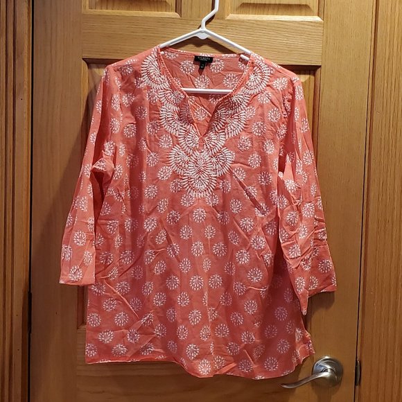 Talbots Tops - Talbots 100% Cotton Petite Beaded Tunic Size XP